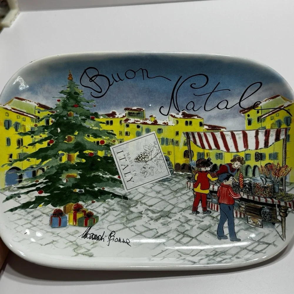 Ceramisia Buon Natale Plate Italian Plaza Signed Merry Christmas Italy 7x9